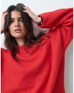ASOS Relaxed Fluffy Jumper With Wool - Red