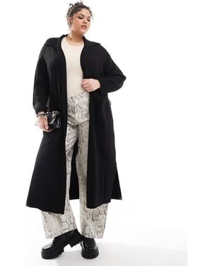 Yours Collared Longline Cardigan - Black