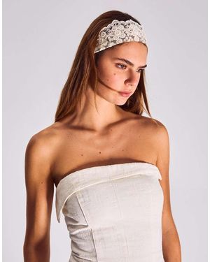 Bershka Geborduurde Haarband - Wit