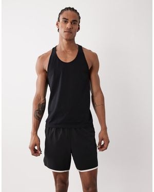 4505 Retro Woven 5" Side Stripe Sprinter Short With Zip Pockets - Black