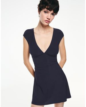 Bershka Gathered Mini Dress - Blue