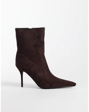 Raid Nerissa Faux Suede Stiletto Heel High Ankle Boots - Brown