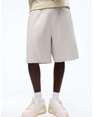 Bershka Interlock Bermuda Shorts - Natural