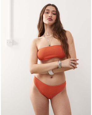 Collusion Mix And Match Crinkle Bandeau Bikini Top - Red