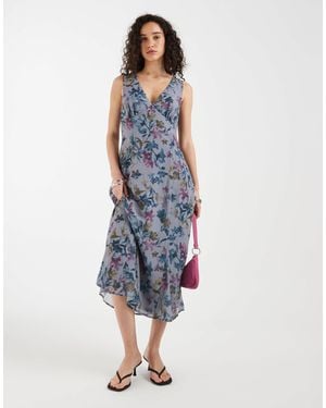 Motel – olydia – midaxi-kleid aus chiffon - Blau