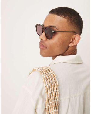 ASOS Occhiali Da Sole Rotondi Con Montatura Bordeaux Scuro E Lenti Marroni - Neutro