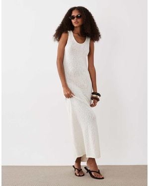 ASOS Slub Racer Maxi Dress - White