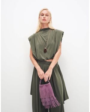 ASOS Suede Tassel Bucket Bag - Purple