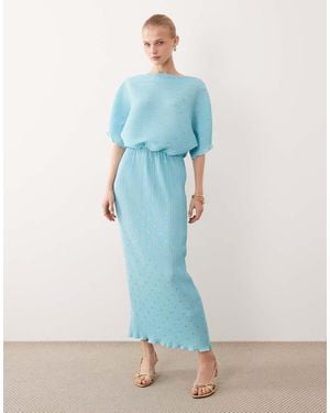 Never Fully Dressed Tilly Off Shoulder Plisse Maxi Dress - Blue