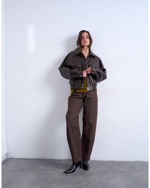 TOPSHOP Barrel Mid Rise Jean - Brown