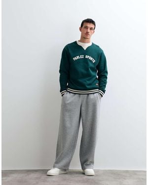 Parlez Sweatshirt Met Print En V-Hals - Grijs