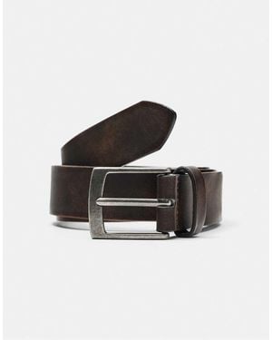 Pull&Bear Riem Met Distressed Leerlook - Wit