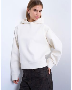 TOPSHOP Premium Scuba-style Fabric Oversized Jean Grazer Hoodie - White