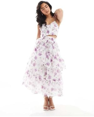 True Decadence Tiered Ruffle Midi Skirt - Pink