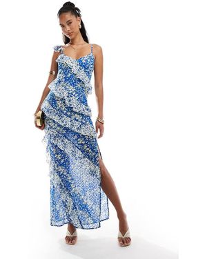 Style Cheat Ruffle Cami Maxi Dress - Blue
