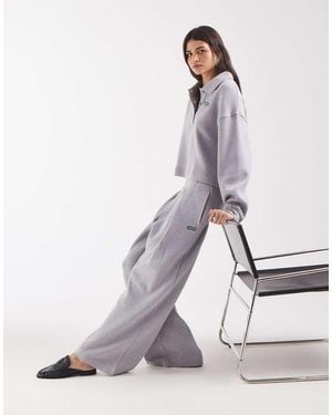 Lacoste Pantalones Holgados Acanalados De Interlock, De Conjunto, En - Blanco