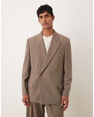 ASOS Double Breasted Relaxed Suit Jacket - Brown