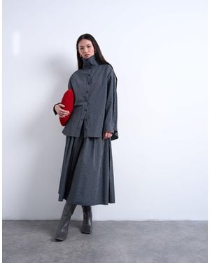 TOPSHOP – karierter midirock - Weiß