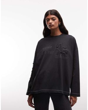 AllSaints Untruly Susie T-Shirt Met Lange Mouwen En Grafisch Logo - Blauw