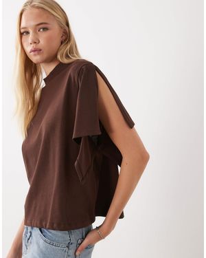 ASOS Drape Sleeve T-shirt - Brown
