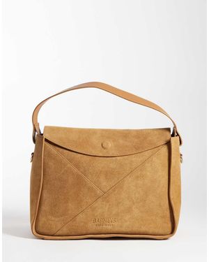 Barneys Originals Geometric Suede Cross Body Bag - Brown