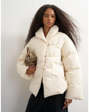 TOPSHOP Pillow Scarf Puffer Jacket - Natural