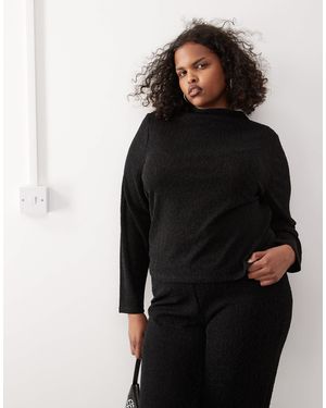 Noisy May High Neck Glitter Top Co-ord - Black