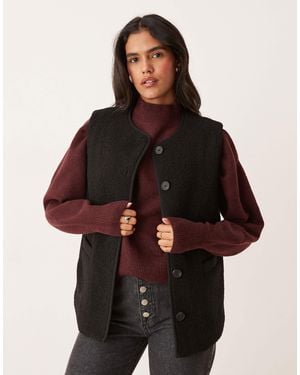 Nobody's Child Button Up Borg Gilet - Black