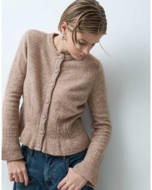 ASOS Cardigan Van Wolmix Met Getailleerde Taille En Lange Mouwen - Naturel