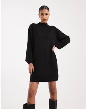 Vero Moda Knitted Funnel Neck Mini Dress - Black