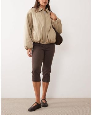 Miss Selfridge Super Soft Rib Capri Trouser - Natural