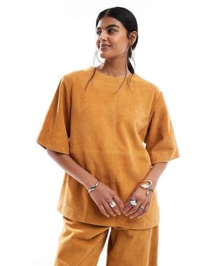 ASOS Suede Oversized Cocoon Sleeve Tee Co-ord - Orange