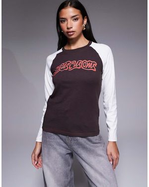 Deus Ex Machina Camiseta Marrón Y Blanca De Manga Larga Raglán Rocca De - Morado