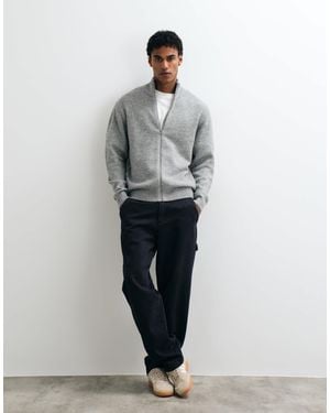 Jack & Jones High Neck Zip Through Cardigan - Grey