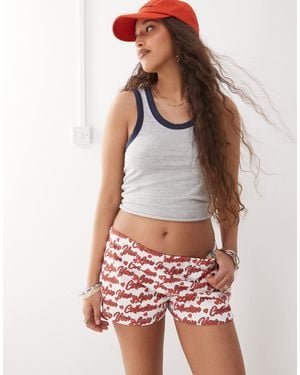 Collusion 'love You' Graphic Mini Shorts - Red