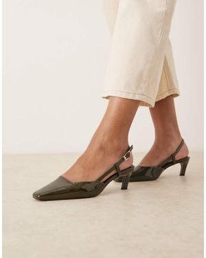 ASOS Shadow Chisel Toe Slingback Mid Heel Shoes - Natural