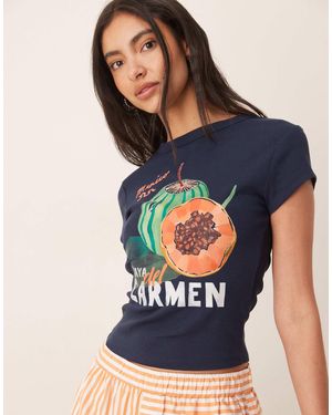 ASOS Baby Tee With Playa Del Carmen Fruit Graphic - Blue