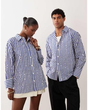 Sister Jane Unisex Paros Embellished Long Sleeve Shirt - Blue