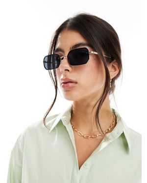 Pieces Retro Black Lense Sunglasses - Metallic