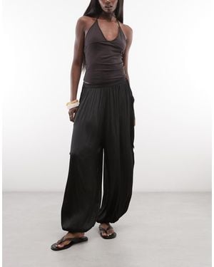 AllSaints Eshe Tie Detail Pleated Balloon Trousers - Black