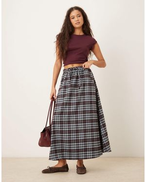 Neon Rose Midaxi Check Skirt - Multicolor