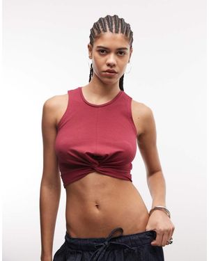 Noisy May Twist Front Crop Top - Red