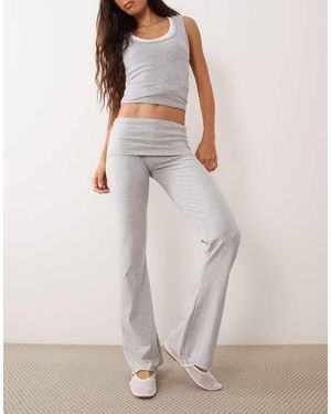 Mango Teen Fold Over Jersey Flares - White