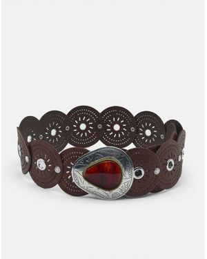 Pull&Bear Belt With Circle Buckle - Brown