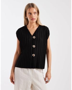 River Island Plisse Waistcoat - Black