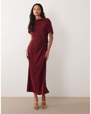 ASOS Fallen Shoulder Slinky Midi Dress - Red