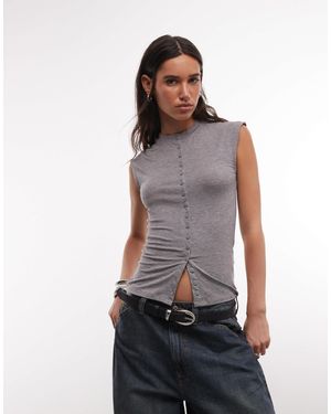 Weekday Button Front Top - Grey