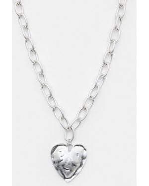Pull&Bear Heart Pendant Necklace - White