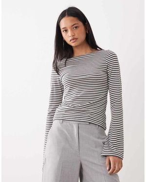 Weekday Annie Super Soft Boat Neck Long Sleeve Top - Grey