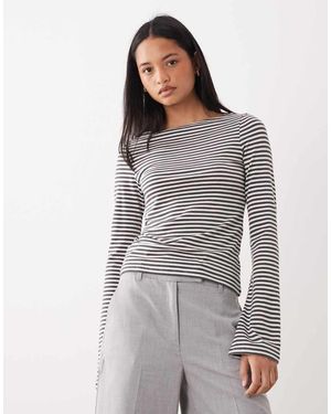 Weekday Annie Super Soft Boat Neck Long Sleeve Top - Grey